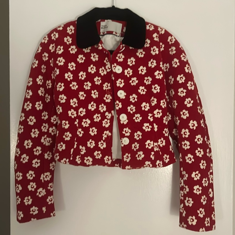 Tory Burch Runway Flower Stencil Boucle Jacket